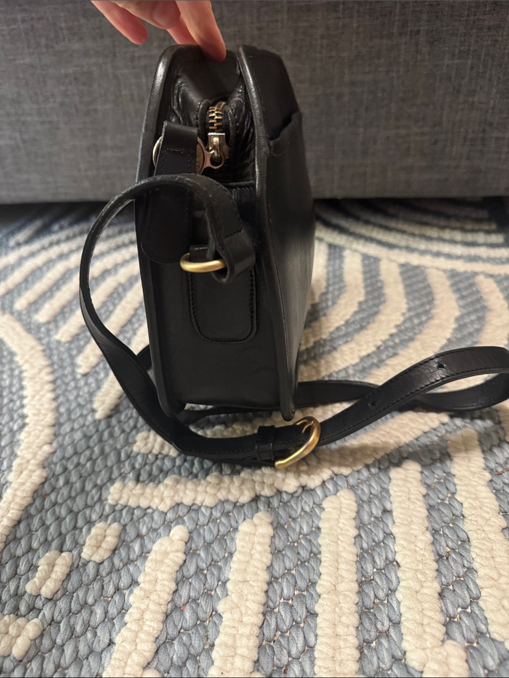 Vintage WAKO Genuine Leather Black Crossbody Bag 80s 90s - Picture 4 of 8